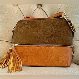 A New Day Small Brown and Tan Crossbody Bag